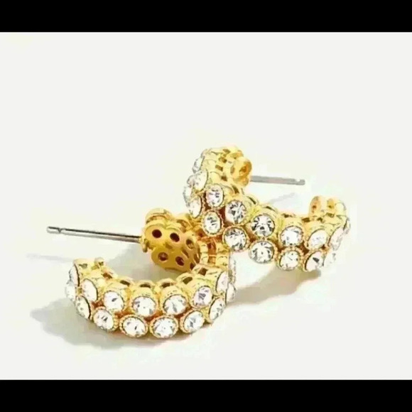 J Crew Crystal Bezel Hoop Earrings - Picture 1 of 2